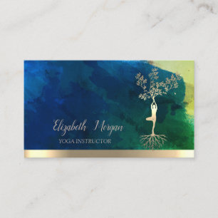 Tree Women Silhouette,Green Brush Stroke   Business Card