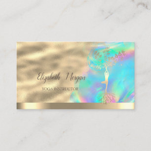 Tree Women Silhouette,Holographic Ink  Yoga  Business Card