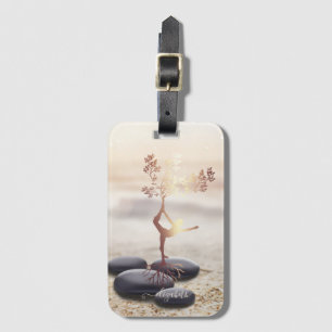 Tree Women Silhouette Zen Stones Luggage Tag