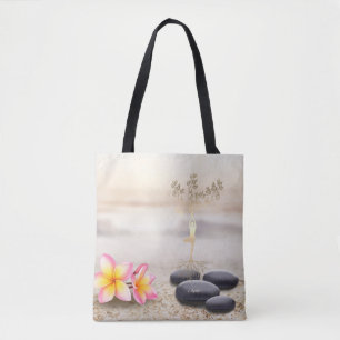 Tree Women Silhouette Zen Stones Tote Bag