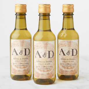 Tree wood bark Personalised Rustic Wedding  Wine Label
