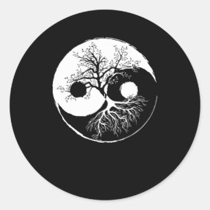 Tree Yin Yang Bonsai China Harmony Meditation Gift Classic Round Sticker