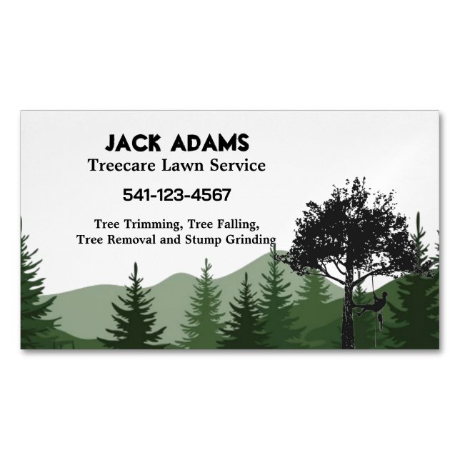 Treecare Lawn Service Business Card Magnet  (Front)