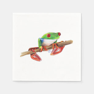 Treefrog tree frog cute animal illustration drawin napkin