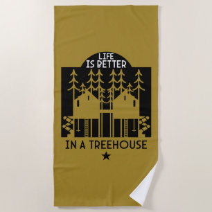 Treehouse Playhouse Back To School Beach Towel