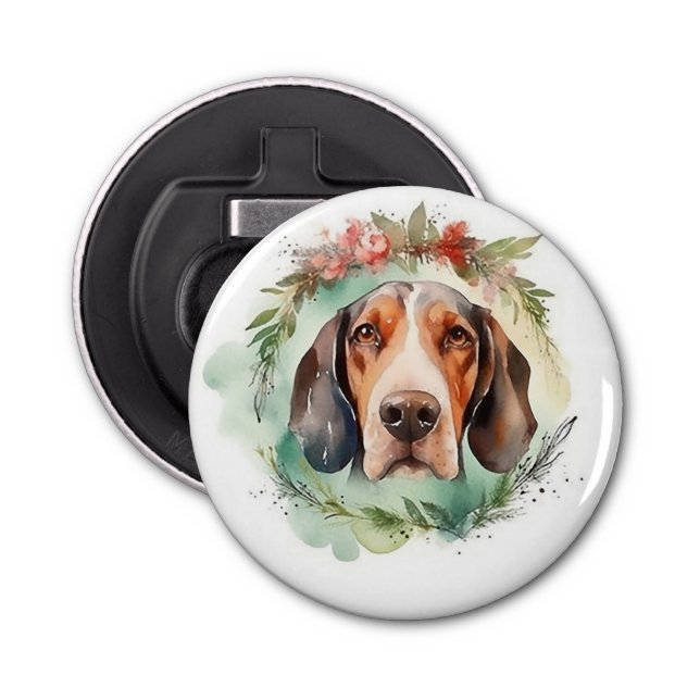 Treeing Walker Christmas Wreath Festive Pup  Bottle Opener (Front)