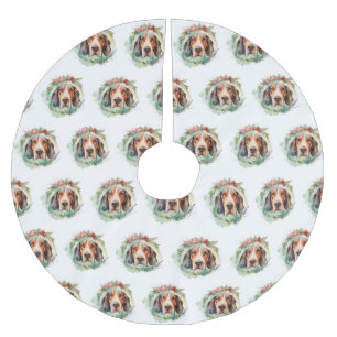 Treeing Walker Christmas Wreath Festive Pup  Brushed Polyester Tree Skirt
