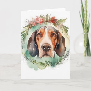 Treeing Walker Christmas Wreath Festive Pup  Card