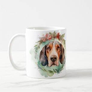 Treeing Walker Christmas Wreath Festive Pup  Coffee Mug