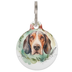 Treeing Walker Christmas Wreath Festive Pup  Pet Tag