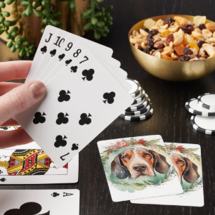 Treeing Walker Christmas Wreath Festive Pup  Playing Cards
