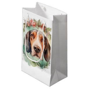 Treeing Walker Christmas Wreath Festive Pup  Small Gift Bag