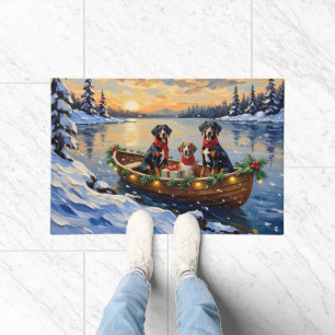Treeing Walker Coonhound Christmas Boat Holiday Doormat