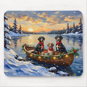 Treeing Walker Coonhound Christmas Boat Holiday Mouse Mat