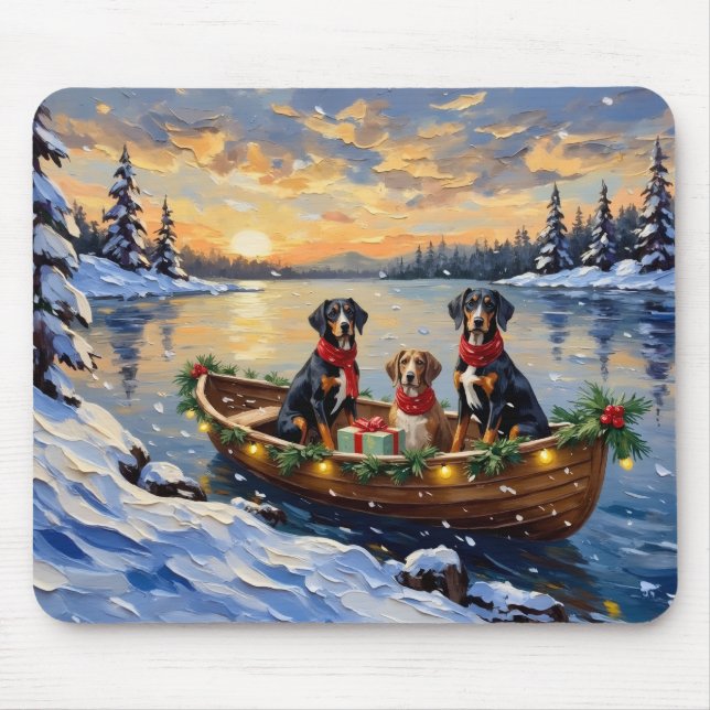 Treeing Walker Coonhound Christmas Boat Holiday Mouse Mat (Front)