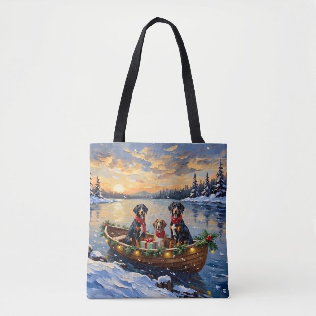 Treeing Walker Coonhound Christmas Boat Holiday Tote Bag (Front)
