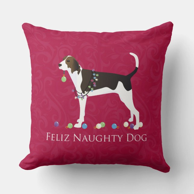 Treeing Walker Coonhound Christmas Cushion (Front)