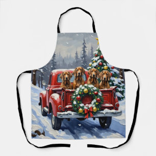 Treeing Walker Coonhound Christmas Red Truck Apron