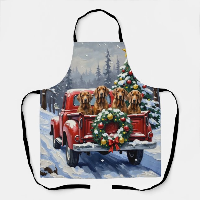 Treeing Walker Coonhound Christmas Red Truck Apron (Front)