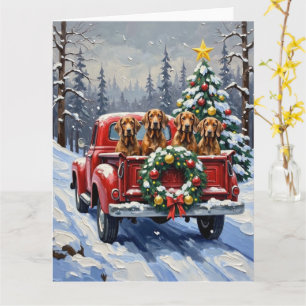 Treeing Walker Coonhound Christmas Red Truck Card