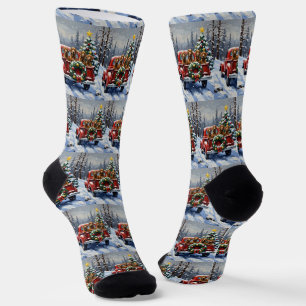 Treeing Walker Coonhound Christmas Red Truck Socks