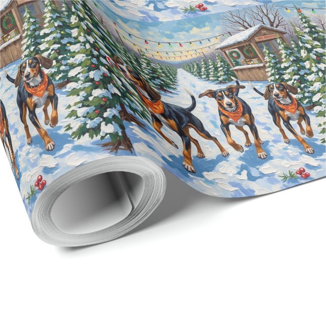 Treeing Walker Coonhound Christmas Tree Farm Wrapping Paper (Roll Corner)