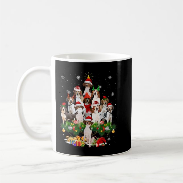 Treeing Walker Coonhound Christmas Tree Lights Dog Coffee Mug (Left)