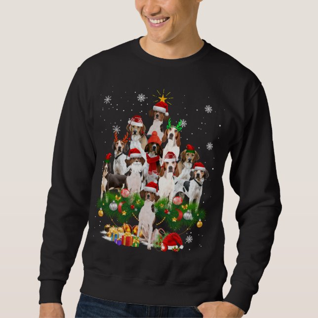 Treeing Walker Coonhound Christmas Tree Lights Dog Sweatshirt (Front)