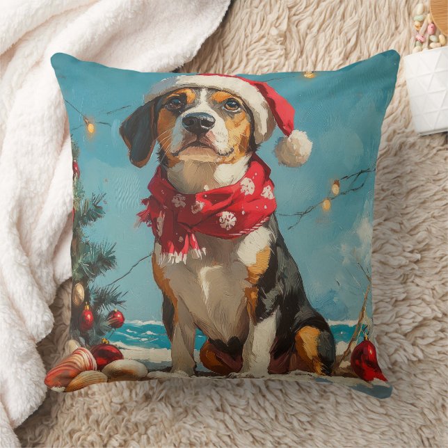 Treeing Walker Coonhound Christmas Vintage Beach  Cushion (Blanket)