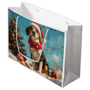 Treeing Walker Coonhound Christmas Vintage Beach  Large Gift Bag