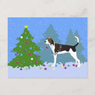 Treeing Walker Coonhound Decorating Christmas Tree Holiday Postcard