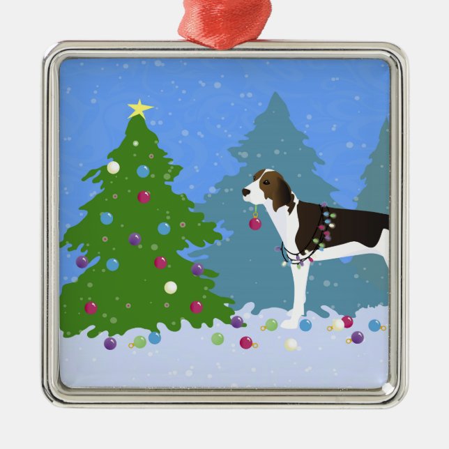 Treeing Walker Coonhound Decorating Christmas Tree Metal Tree Decoration (Front)