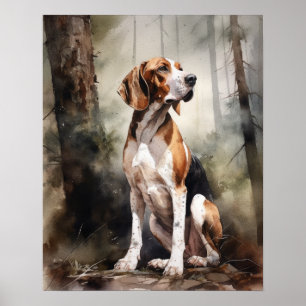 Treeing Walker Coonhound Dog Art Print Poster