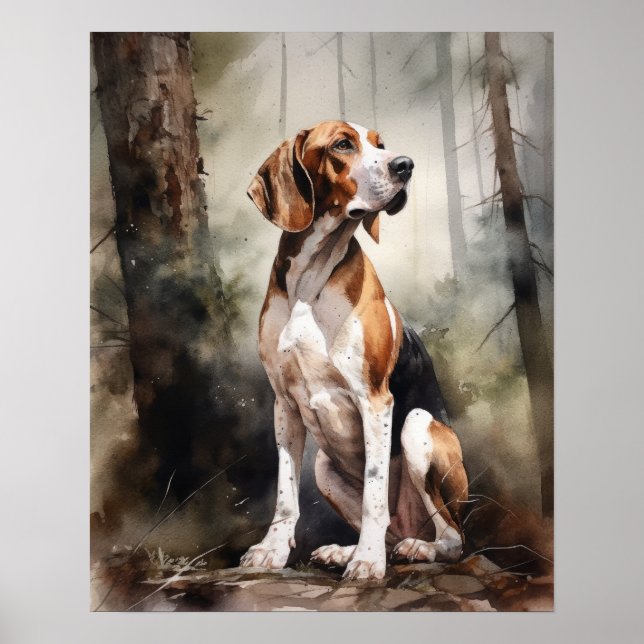 Treeing Walker Coonhound Dog Art Print Poster (Front)