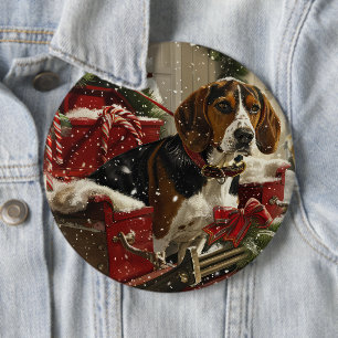 Treeing Walker Coonhound Dog Christmas Festive 6 Cm Round Badge
