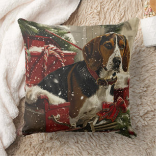 Treeing Walker Coonhound Dog Christmas Festive Cushion