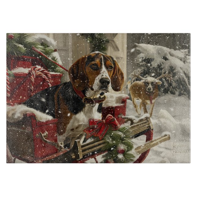 Treeing Walker Coonhound Dog Christmas Festive Cutting Board (Front)