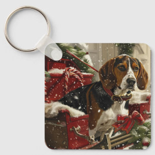 Treeing Walker Coonhound Dog Christmas Festive Key Ring