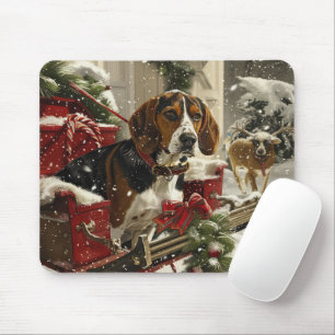 Treeing Walker Coonhound Dog Christmas Festive Mouse Mat