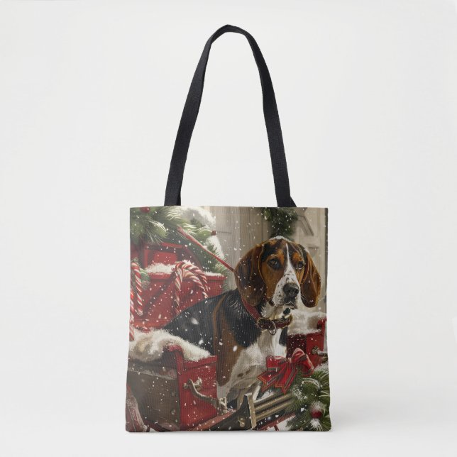 Treeing Walker Coonhound Dog Christmas Festive Tote Bag (Front)