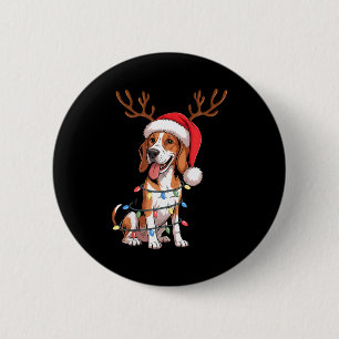 Treeing Walker Coonhound Dog Christmas Lights Sant 6 Cm Round Badge
