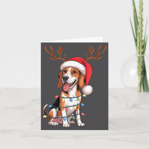 Treeing Walker Coonhound Dog Christmas Lights Sant Card
