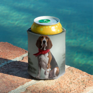 Treeing Walker Coonhound Dog in Snow Christmas Can Cooler
