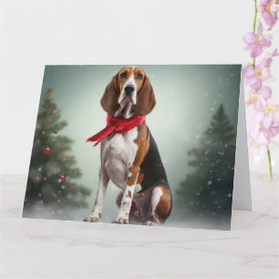 Treeing Walker Coonhound Dog in Snow Christmas Card