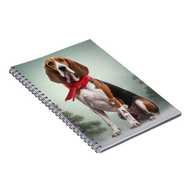 Treeing Walker Coonhound Dog in Snow Christmas Notebook (Right Side)