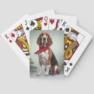 Treeing Walker Coonhound Dog in Snow Christmas Playing Cards