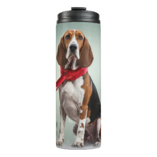 Treeing Walker Coonhound Dog in Snow Christmas Thermal Tumbler