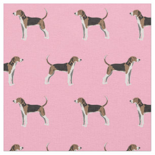 Treeing Walker Coonhound dog pink Fabric
