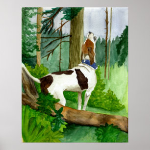 Treeing Walker Coonhound Dog Portrait Poster