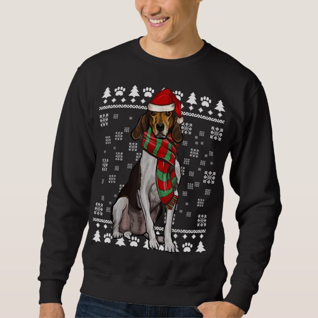 Treeing Walker Coonhound Dog Santa Hat Xmas Ugly C Sweatshirt (Front)